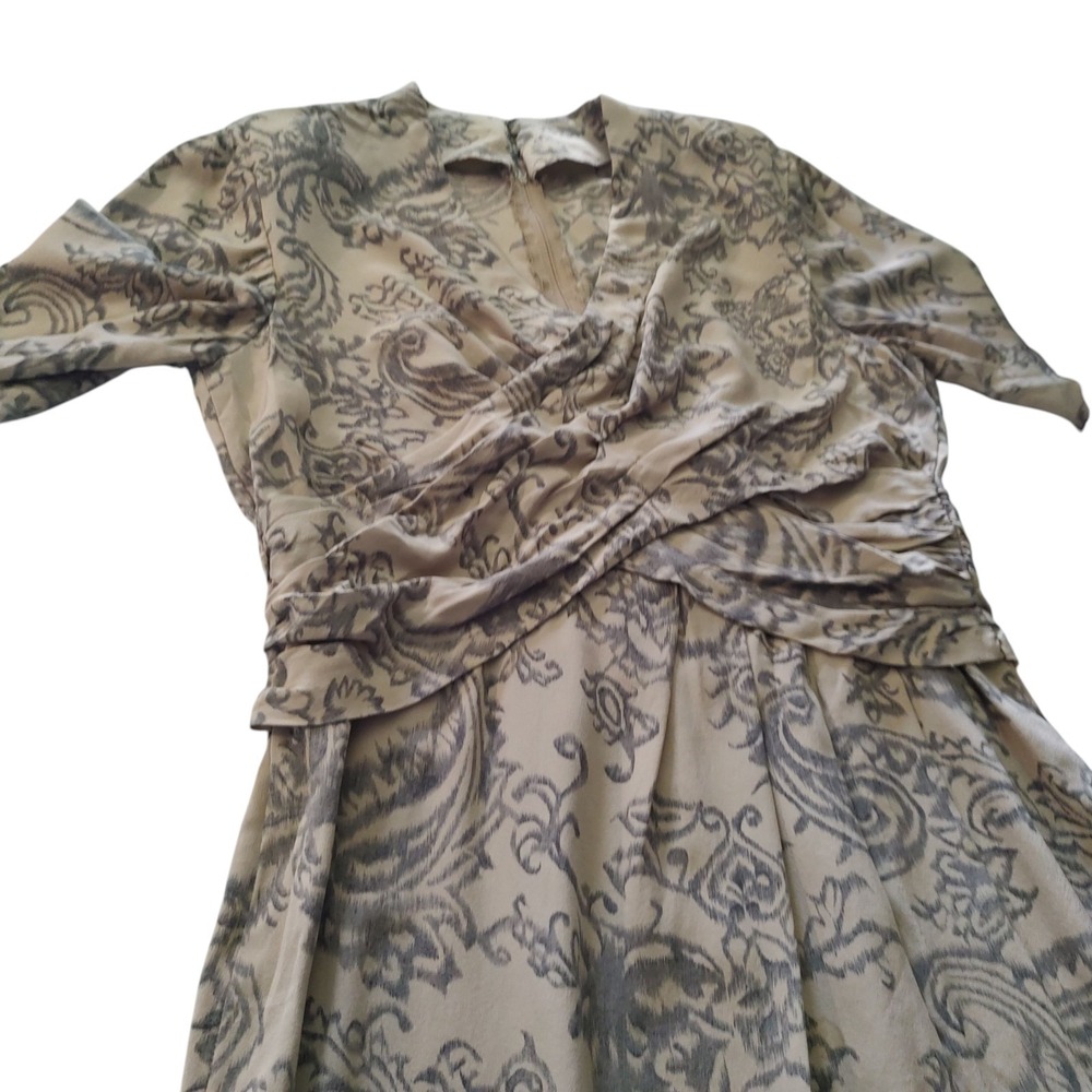 Chiffon Paisley‎ Wrapped Dress Short Sleeve Zip Maxi Handmade Womens Extra Large
